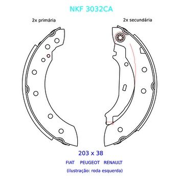 Patim freio com lona Fiat Argo 203x38mm